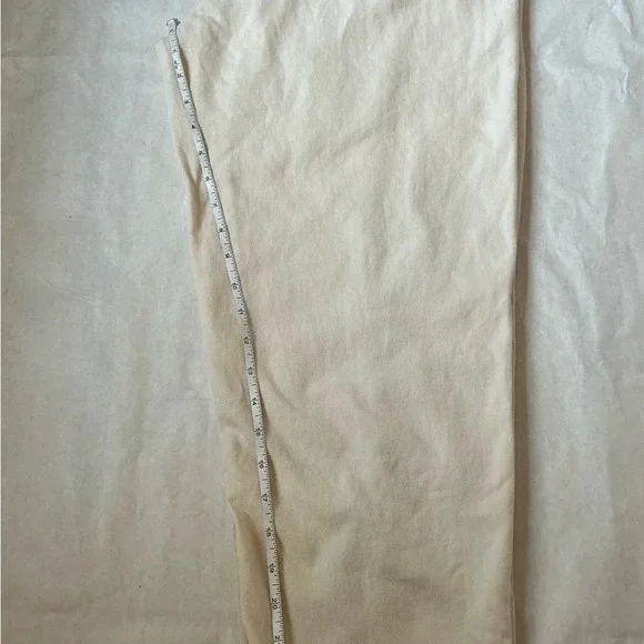 De Facto Twill Hogh Waist Tapered Leg Pants Beige Ivory Trousers Cotton 10 US - Picture 10 of 10